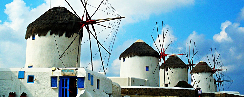 The iconic Windmills in Mykonos Town - Chora - ( October 2009 ). Impressions of Greece, from us to you! Enjoy!:)